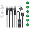 4smarts USB-A/Type-C - Type-C/Lightning/micro USB Kábel 1.2m - Fekete (541023)