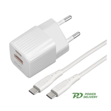 4smarts VoltPlug Duos Hálózati USB-A / USB-C töltő készlet - Fehér (20W) mobiltelefon kellék