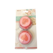 50 db lila és rózsaszín szívecskés muffin papír sütés és főzés