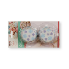  50 db-os fehér alapon kék hópelyhes karácsonyi muffin papír sütés és főzés