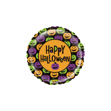  53 cm-es Happy Halloween feliratú, tökös fólia lufi party kellék