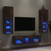  5 darab füstös tölgy színű szerelt fa TV-bútor LED-del