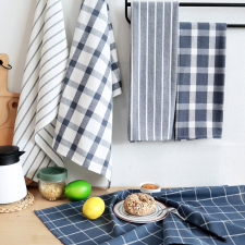  5 darab kék kockás konyharuha lakástextília