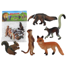 5 darabos állatfigura készlet: Mókus, Szurikáta, Hangyász, Róka, Lemur játékfigura