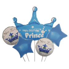 5 darabos fólia lufi babaváró, babköszöntő – Prince – Kék party kellék