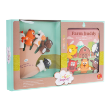  5 darabos gumibáb készlet ujjra + farmás könyv gyerekeknek 3+ farm állatok + vízállóság játékfigura