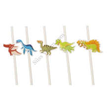  5 db dínós papír szívószál konyhai eszköz