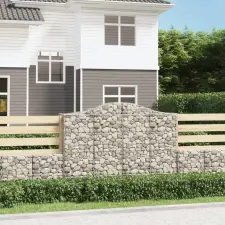  5 db íves horganyzott vas gabion kosár 200x50x140/160 cm kerti tárolás