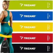 5 különböző erősségű fitnesz szalag tárolózsákban fitness eszköz