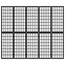  5 paneles fekete japán stílusú összecsukható paraván 200x170 cm bútor