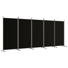 5 paneles fekete szövet térelválasztó 433x180 cm bútor