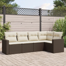  5 részes barna polyrattan kerti ülőgarnitúra párnával kerti bútor