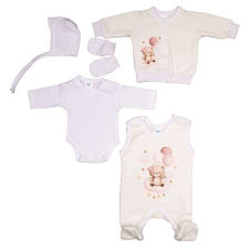  5 részes belül bolyhos kislány baba szett Macis mintával babaruha szett