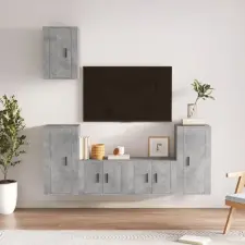  5 részes betonszürke szerelt fa TV-szekrényszett bútor
