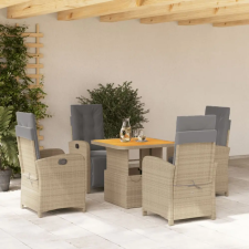  5 részes bézs polyrattan kerti étkezőgarnitúra párnákkal kerti bútor