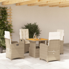  5 részes bézs polyrattan kerti étkezőgarnitúra párnákkal kerti bútor