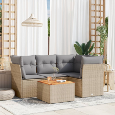  5 részes bézs polyrattan kerti ülőgarnitúra párnákkal kerti bútor
