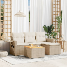 5 részes bézs polyrattan kerti ülőgarnitúra párnákkal kerti bútor