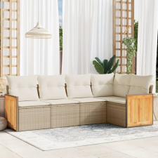 5 részes bézs polyrattan kerti ülőgarnitúra párnákkal kerti bútor