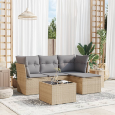 5 részes bézs polyrattan kerti ülőgarnitúra párnákkal kerti bútor