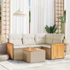 5 részes bézs polyrattan kerti ülőgarnitúra párnákkal kerti bútor