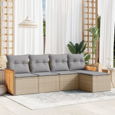 5 részes bézs polyrattan kerti ülőgarnitúra párnákkal kerti bútor