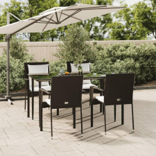 5 részes fekete polyrattan kerti étkezőgarnitúra párnákkal kerti bútor