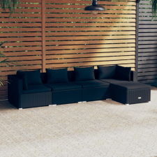  5 részes fekete polyrattan kerti ülőgarnitúra párnákkal kerti bútor