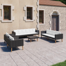 5 részes fekete polyrattan kerti ülőgarnitúra párnákkal kerti bútor