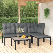 5 részes fekete-szürke polyrattan kerti ülőgarnitúra kerti bútor