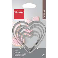  5 részes fém szív süti kiszúró Metaltex sütés és főzés