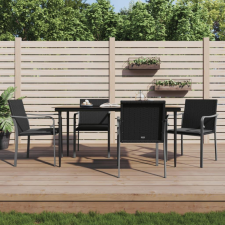  5-részes polyrattan és acél kerti étkezőgarnitúra párnával kerti bútor