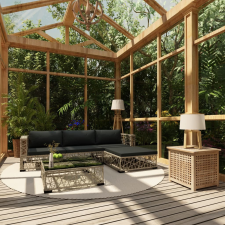 5-részes szürke polyrattan kerti bútorszett párnákkal kerti bútor