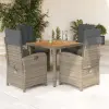  5 részes szürke polyrattan kerti étkezőgarnitúra párnával