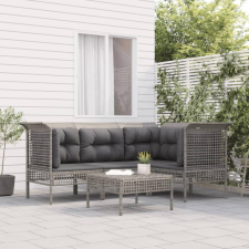  5 részes szürke polyrattan kerti ülőgarnitúra párnákkal kerti bútor