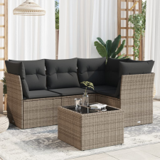 5 részes szürke polyrattan kerti ülőgarnitúra párnákkal kerti bútor