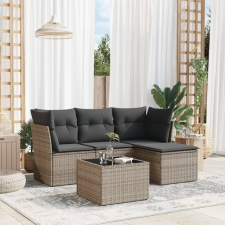  5 részes szürke polyrattan kerti ülőgarnitúra párnákkal kerti bútor