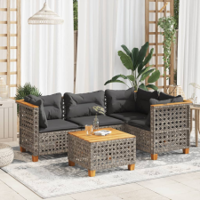 5 részes szürke polyrattan kerti ülőgarnitúra párnákkal kerti bútor