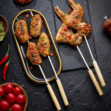 5db Grill nyárs fa nyéllel kerti sütés és főzés