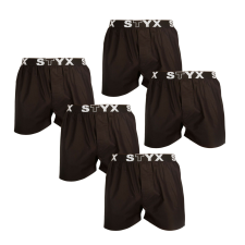 5PACK Férfi bő szárú boxeralsók Styx sportos gumipánt fekete (5B960) M férfi alsó