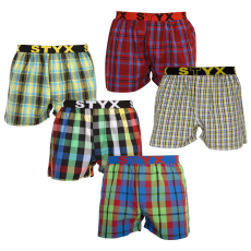  5PACK férfi bő szárú boxeralsók Styx sportos gumipánt többszínű (5B0177621) M