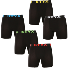 5PACK férfi boxeralsó Styx hosszú sportos gumipánt fekete (5UN9601) L