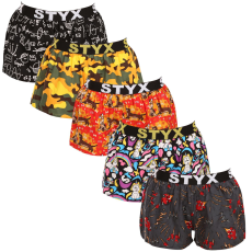  5PACK női bő szárú boxeralsók Styx art sportos gumipánt többszínű (5T1182492) L
