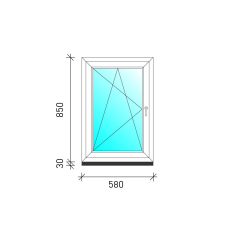  60×90 Bukó-nyíló műanyag ablak nyílászáró
