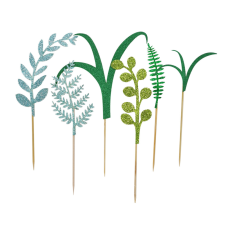  6 darabos torta dekoráció, torta beszúró – Csillogó levelek party kellék