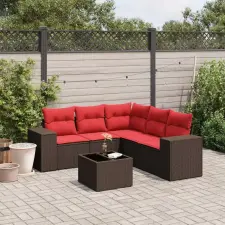  6 db barna polyrattan kerti kanapégarnitúra párnákkal kerti bútor