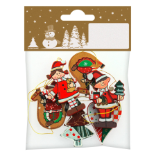  6 karácsonyfadísz fából színes 4,5 cm karácsonyfadísz