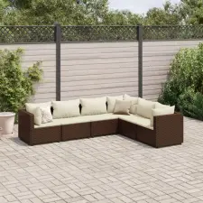  6 részes barna polyrattan kerti ülőgarnitúra párnákkal kerti bútor