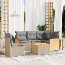  6 részes bézs polyrattan kerti ülőgarnitúra párnával kerti bútor