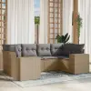  6 részes bézs polyrattan kerti ülőgarnitúra párnával